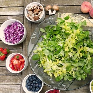 Salad ingredients ready for mixing