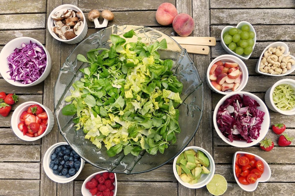 salad, fruit, berries